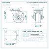 4 x 2 in gray rubber swivel caster reference drawing, side, front and top plate views with dimensions