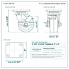 4 x 2 in phenolic swivel caster reference drawing, side, front and top plate views with dimensions