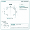 Top plate bolt pattern drawing, ["4\" x 4-1/2\""] plate, slotted bolt holes
