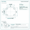 Top plate bolt pattern drawing, ["4\" x 4-1/2\""] plate, slotted bolt holes