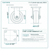 5 x 2 in phenolic rigid caster reference drawing, side, front and top plate views with dimensions