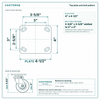 Top plate bolt pattern drawing, ["4\" x 4-1/2\""] plate, slotted bolt holes