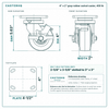 4 x 2 in gray rubber swivel caster reference drawing, side, front and top plate views with dimensions