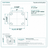 Top plate bolt pattern drawing, ["4\" x 4-1/2\""] plate, slotted bolt holes