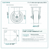 5 x 2 in white nylon rigid caster reference drawing, side, front and top plate views with dimensions