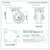 4 x 2 in black nylon swivel caster reference drawing, side, front and top plate views with dimensions
