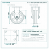 6 x 2 in black nylon rigid caster reference drawing, side, front and top plate views with dimensions