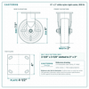 6 x 2 in white nylon rigid caster reference drawing, side, front and top plate views with dimensions