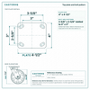 Top plate bolt pattern drawing, ["4\" x 4-1/2\""] plate, slotted bolt holes