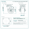 4 x 2 in black nylon swivel caster with brake reference drawing, side, front and top plate views with dimensions