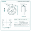 6 x 2 in black nylon swivel caster reference drawing, side, front and top plate views with dimensions