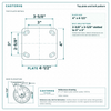 Top plate bolt pattern drawing, ["4\" x 4-1/2\""] plate, slotted bolt holes