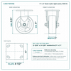 5 x 2 in black nylon rigid caster reference drawing, side, front and top plate views with dimensions