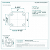 Top plate bolt pattern drawing, ["4\" x 4-1/2\""] plate, slotted bolt holes