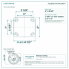 Top plate bolt pattern drawing, ["4\" x 4-1/2\""] plate, slotted bolt holes