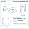 5 x 2 in maroon polyurethane rigid caster reference drawing, side, front and top plate views with dimensions
