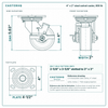 4 x 2 in steel swivel caster reference drawing, side, front and top plate views with dimensions