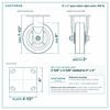 6 x 2 in gray rubber rigid caster reference drawing, side, front and top plate views with dimensions
