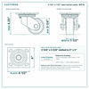 3-1/4 x 1-1/2 in steel swivel caster reference drawing, side, front and top plate views with dimensions