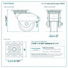4 x 2 in steel swivel caster reference drawing, side, front and top plate views with dimensions