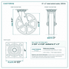 8 x 2 in steel swivel caster reference drawing, side, front and top plate views with dimensions