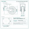6 x 2 in gray rubber rigid caster reference drawing, side, front and top plate views with dimensions