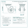 4 x 2 in black nylon swivel caster with brake reference drawing, side, front and top plate views with dimensions