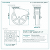 8 x 2 in steel swivel caster reference drawing, side, front and top plate views with dimensions
