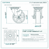 5 x 2 in steel swivel caster reference drawing, side, front and top plate views with dimensions