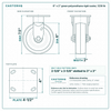 6 x 2 in green polyurethane rigid caster reference drawing, side, front and top plate views with dimensions
