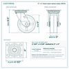 5 x 2 in black nylon swivel caster reference drawing, side, front and top plate views with dimensions