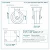 5 x 2 in green polyurethane rigid caster reference drawing, side, front and top plate views with dimensions