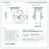 5 x 2 in black nylon swivel caster reference drawing, side, front and top plate views with dimensions