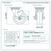 5 x 2 in green polyurethane swivel caster reference drawing, side, front and top plate views with dimensions