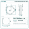 8 x 2 in green polyurethane rigid caster reference drawing, side, front and top plate views with dimensions