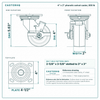 4 x 2 in phenolic swivel caster reference drawing, side, front and top plate views with dimensions