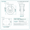 6 x 2 in phenolic rigid caster reference drawing, side, front and top plate views with dimensions