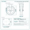 8 x 2 in gray polyurethane rigid caster reference drawing, side, front and top plate views with dimensions