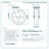 8 x 2 in gray polyurethane swivel caster reference drawing, side, front and top plate views with dimensions