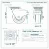 5 x 2 in gray rubber swivel caster reference drawing, side, front and top plate views with dimensions