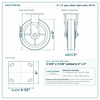 8 x 2 in gray rubber rigid caster reference drawing, side, front and top plate views with dimensions