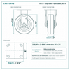 6 x 2 in gray rubber rigid caster reference drawing, side, front and top plate views with dimensions