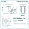 4 x 2 in gray rubber swivel caster reference drawing, side, front and top plate views with dimensions