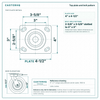 Top plate bolt pattern drawing, ["4\" x 4-1/2\""] plate, slotted bolt holes