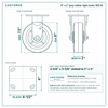 6 x 2 in gray rubber rigid caster reference drawing, side, front and top plate views with dimensions