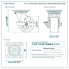 4 x 2 in white nylon swivel caster with top lock brake reference drawing, side, front and top plate views with dimensions