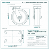 10 x 3 in yellow polyurethane swivel caster reference drawing, side, front and top plate views with dimensions