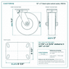 10 x 3 in black nylon swivel caster reference drawing, side, front and top plate views with dimensions