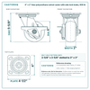 4 x 2 in blue polyurethane swivel caster with side lock brake reference drawing, side, front and top plate views with dimensions