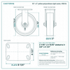 10 x 3 in yellow polyurethane rigid caster reference drawing, side, front and top plate views with dimensions